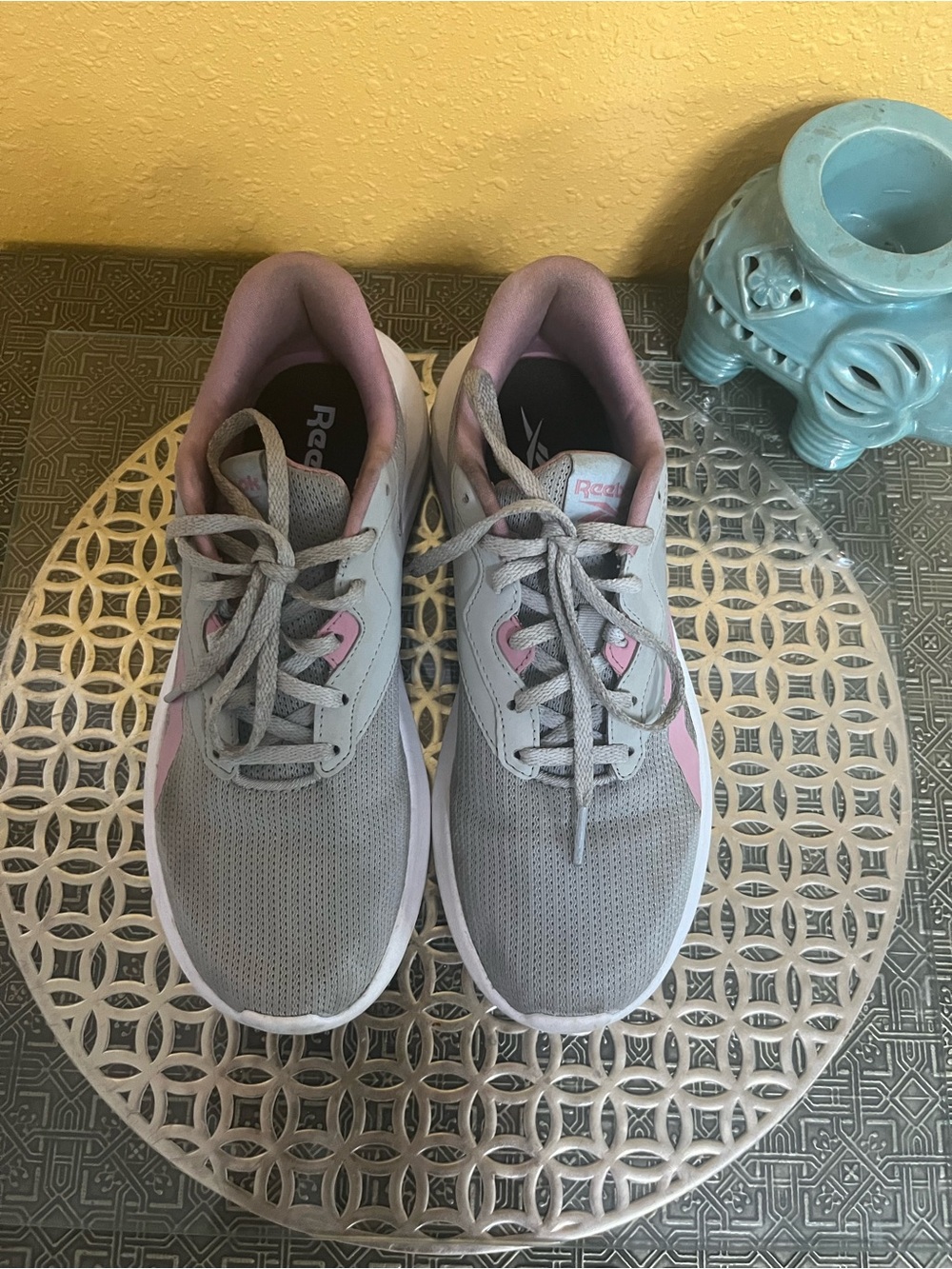 Reebok Women's Gray and Pink Athletic Running Sneakers